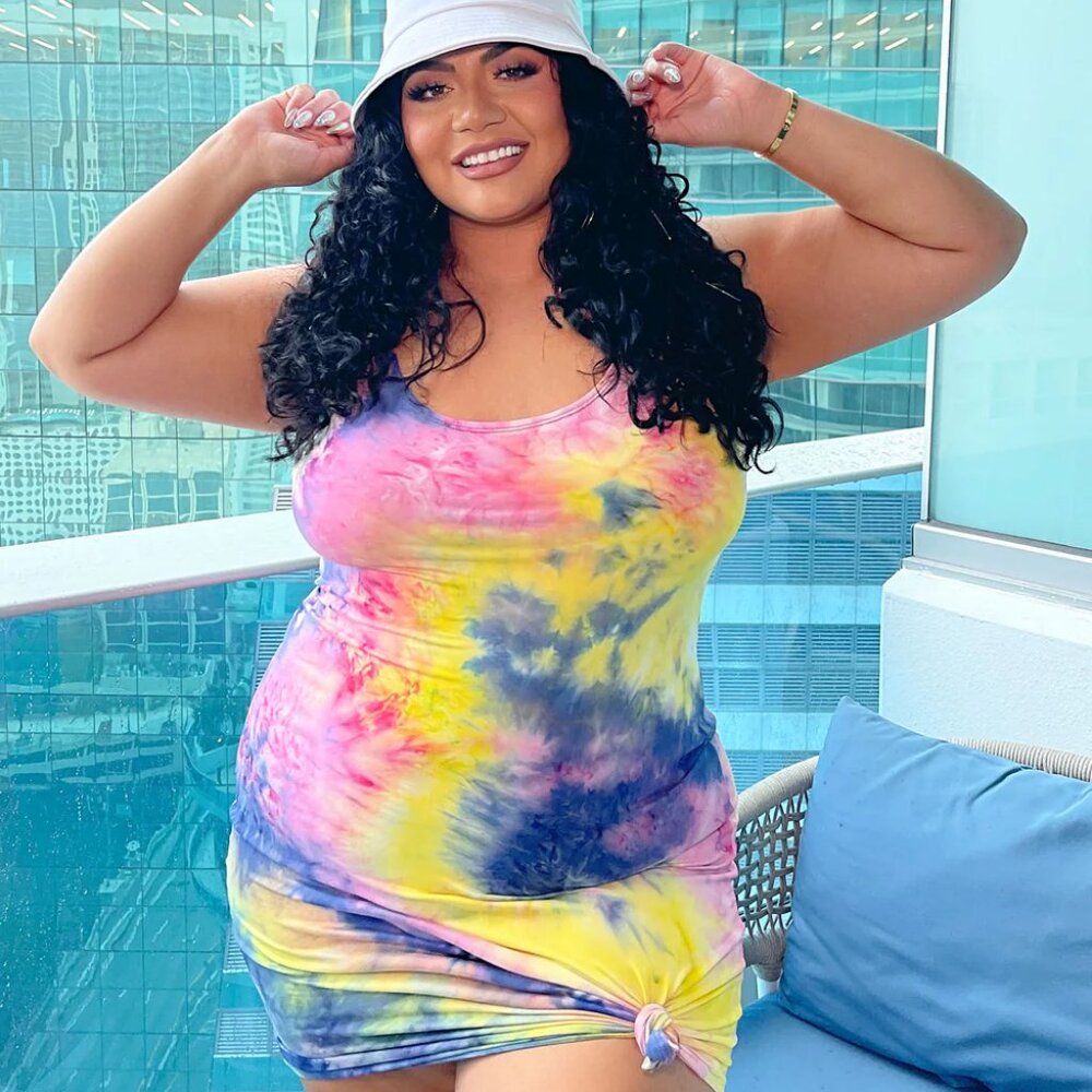 Tie Dye Midi Dress - Pink/combo